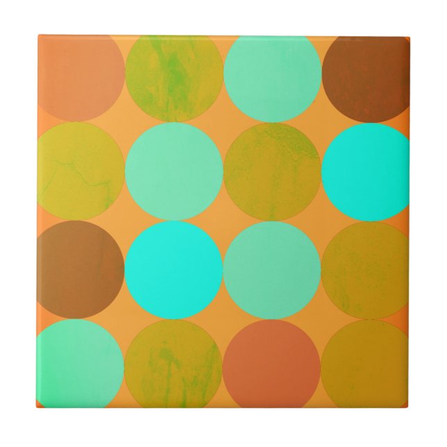 Carreau Cercles Turquoise Bleu Vert & Orange (Devant)