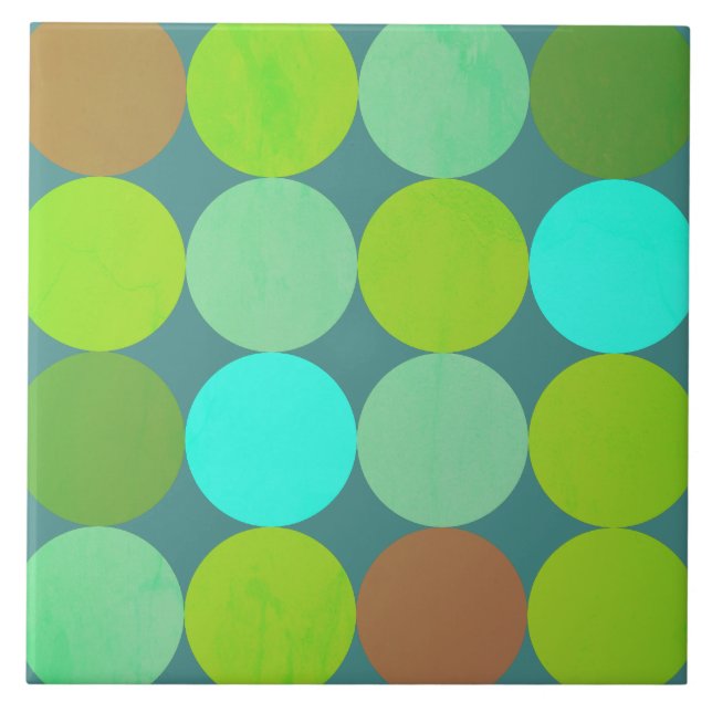 Carreau Cercles Vert Citron Turquoise & Rouille (Devant)