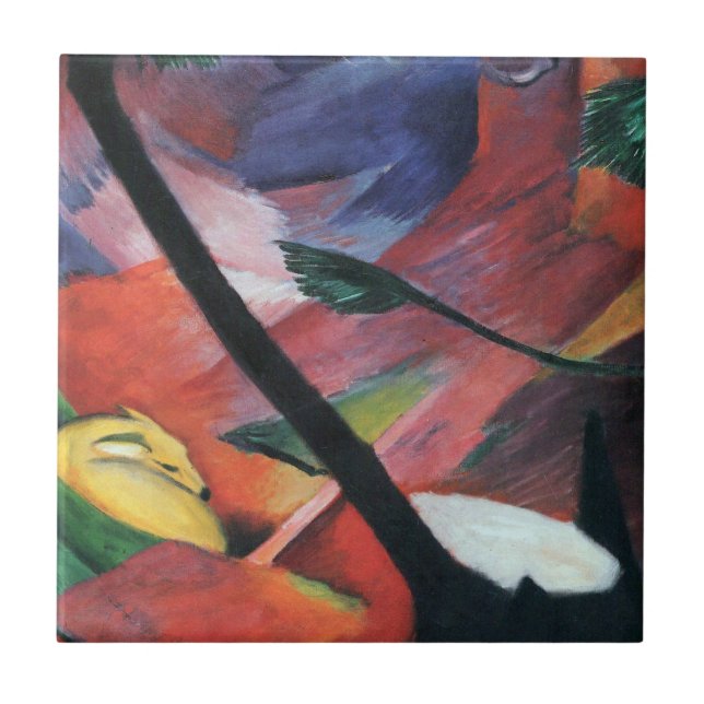 Carreau Cerf dans la forêt II par Franz Marc; Reh im Walde (Devant)