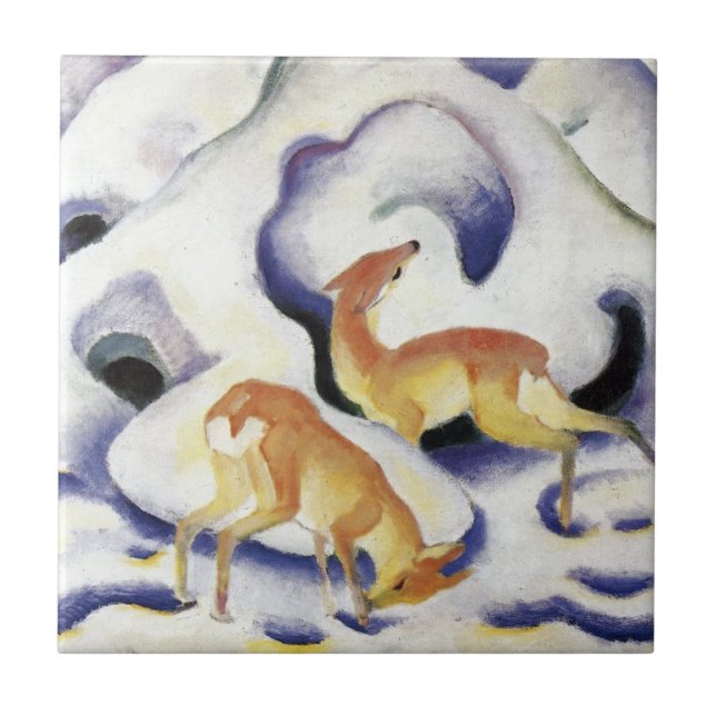 Carreau Cerf dans la neige (Animaux en hiver) (Devant)
