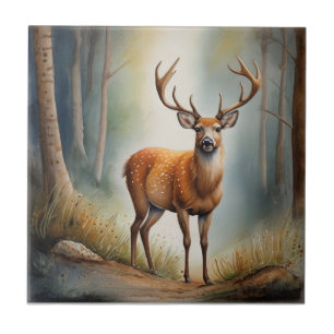 Carreau Cerf Solitaire Dans Des Bois Calmes Animal Sauvage
