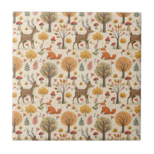 Carreau Cerfs et renards des bois Motif d'animaux de forêt