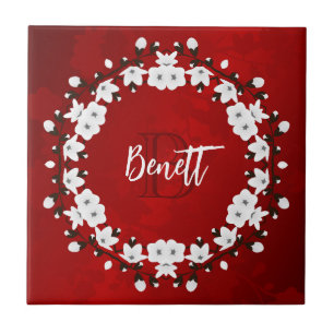 Carreau Cerisier Fleur Rouge Noir Blanc
