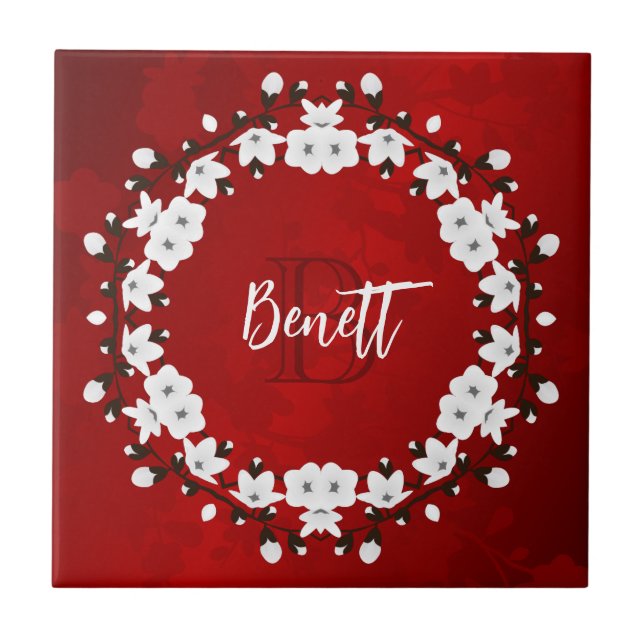 Carreau Cerisier Fleur Rouge Noir Blanc (Devant)