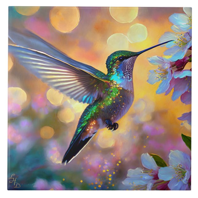 Carreau Cerisier Imaginaire Sunrise Hummingbird  (Devant)