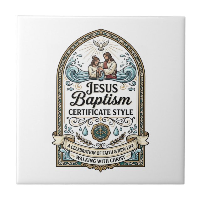 Carreau Certificat de baptême de Jésus Style Certificat de (Devant)