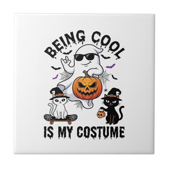 Carreau C'est Cool C'est Costume Halloween Fantôme Citroui (Devant)
