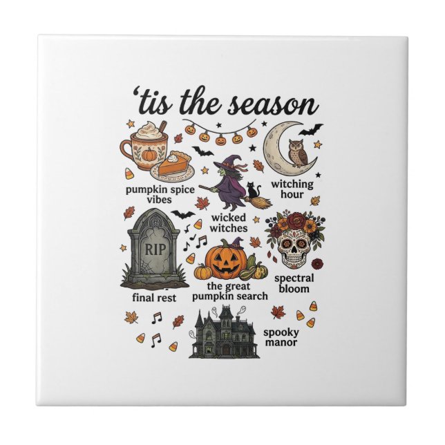 Carreau C'est la saison Halloween Sorcière Citrouille Crân (Devant)