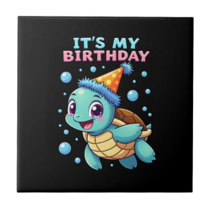 Carreau C'est mon anniversaire Mignonne Tortue de mer Océa