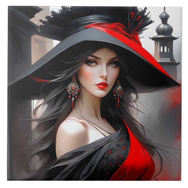 Carreau Cette femme a un visage fantastique. Elle est cauc (Devant)