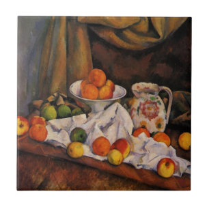 Carreau Cezanne : Bol de fruits, Pitcher et Fruit