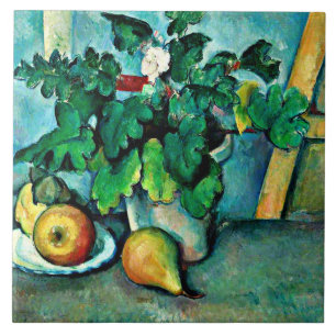 Carreau Cézanne - Pot de Primroses et de Fruits,