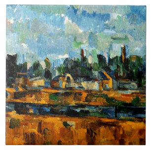 Carreau Cezanne - Riverbanks, peinture de paysage,