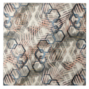 Carreau Chaînes sur feuilles de palmiers.