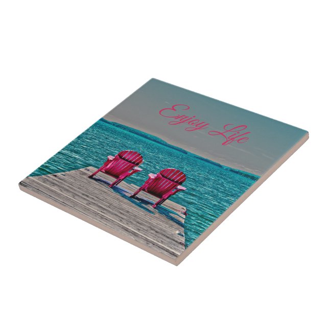 Carreau Chaises Adirondack Profitez du Life Cottage Turquo (Côté)