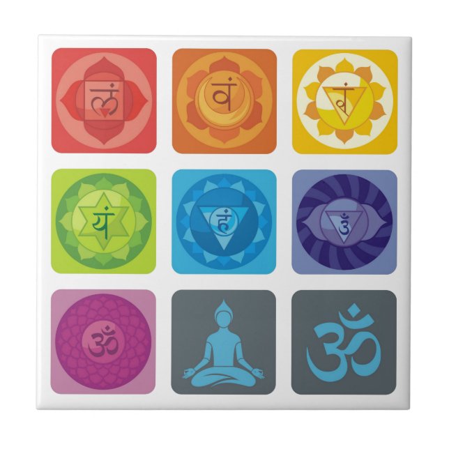 Carreau chakra, ohm, aura, zen, chakras, yoga, yogi, heogi (Devant)