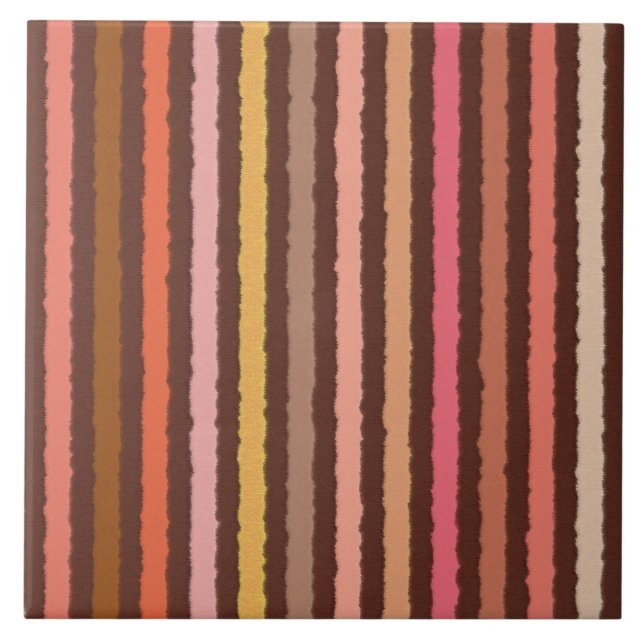 Carreau Chalk Stripes - Chocolat Brown et corail (Devant)