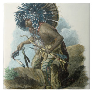 Carreau Chaman de la tribu de Mandan dans le costume de