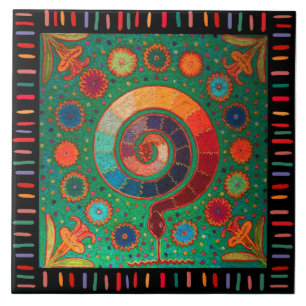Carreau Chaman Huichol Serpent Céleste