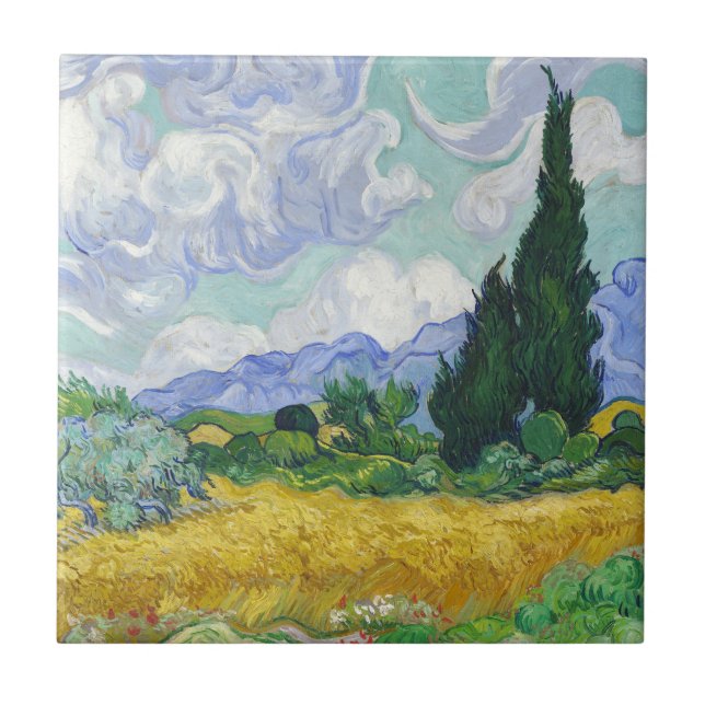 Carreau Champ de blé avec cyprès de Van Gogh (Devant)