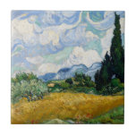 Carreau Champ de blé avec tuile Cypress<br><div class="desc">Champ de blé avec Cyprès par Vincent van Gogh Tile. Van Gogh considérait ce paysage ensoleillé comme l'un de ses "meilleurs" toiles d'été et répétait la composition trois fois : dans un dessin à stylo rosé (Van Gogh Museum, Amsterdam) et dans deux peintures à l'huile réalisées plus tard cet automne...</div>