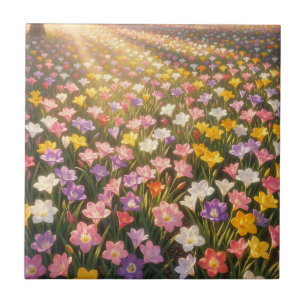 Carreau Champ de fleurs de lys arc-en-ciel vibrant