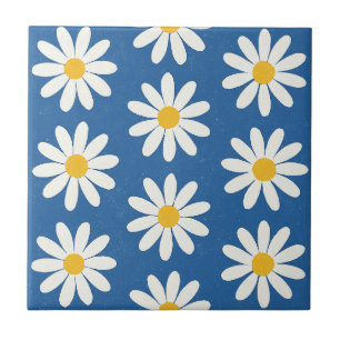 Carreau Champ de marguerites en bleu