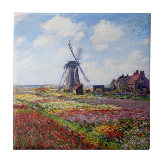 Carreau Champ de Monet des tulipes avec la tuile de moulin (Devant)