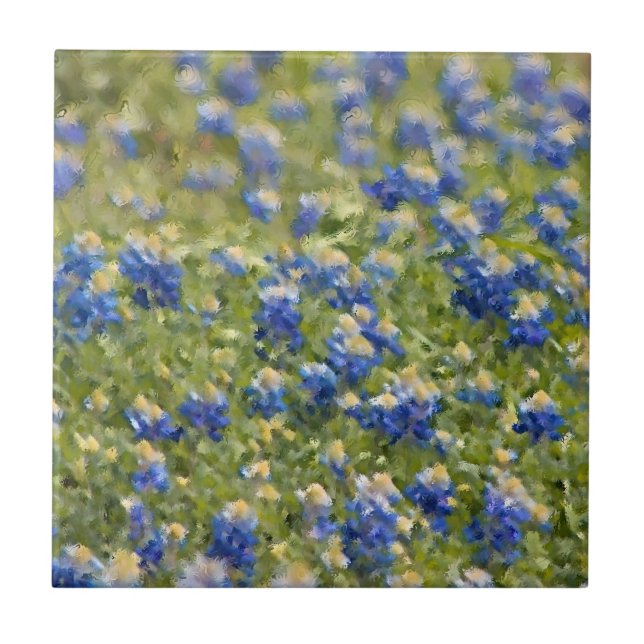 Carreau Champ de Texas Bluebonnets Peinture (Devant)