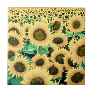 Carreau Champ de tournesols jaunes dorés