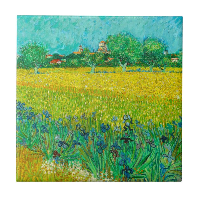 Carreau Champ Van Gogh avec Irises près d'Arles (Devant)