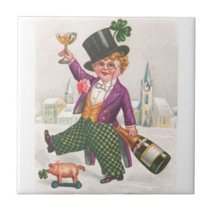 Carreau Champagne vintage Shamrock Jour de la Saint Patric