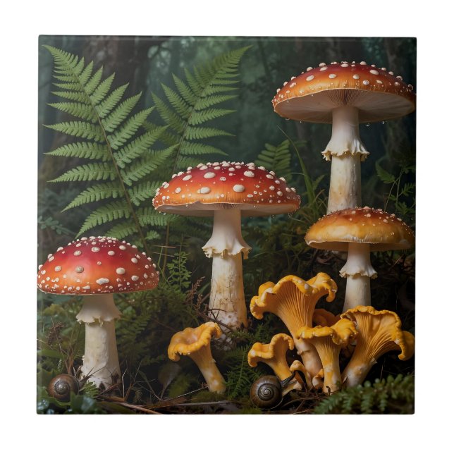 Carreau Champignons Amanite Tue-Mouches Forêt Botanique (Devant)