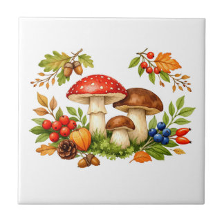 Carreau Champignons, Baies et Feuilles de la Forêt d'Autom