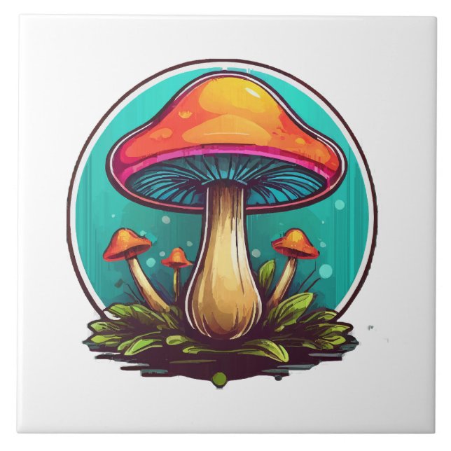 Carreau Champignons Magiques Colorés (Devant)