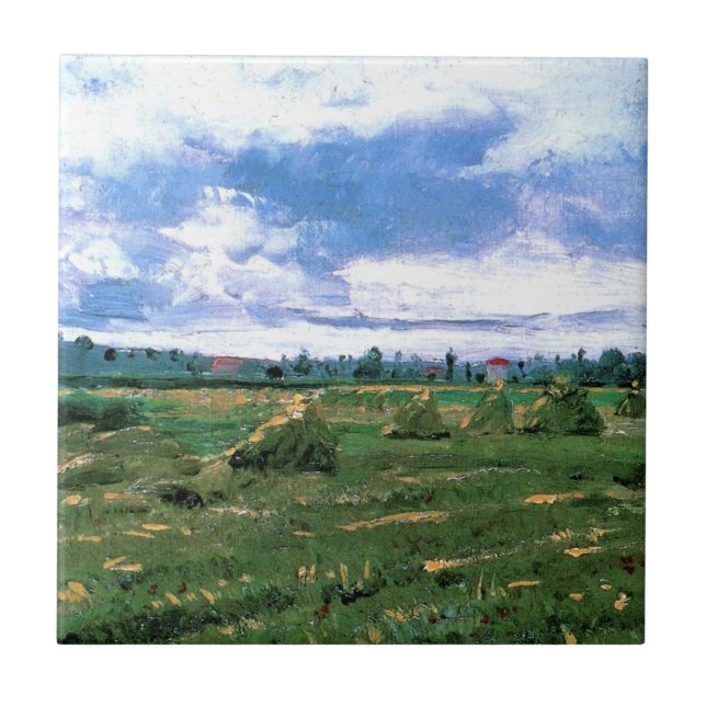 Carreau Champs de blé avec meules de Vincent van Gogh (Devant)