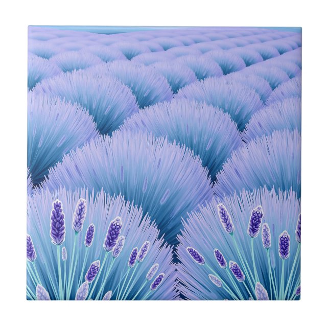Carreau Champs de Lavande Rêveurs Esthétique Violet Bleu  (Devant)