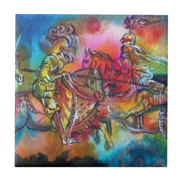 CARREAU CHANSON DE ROLAND/ COMBAT DES CHEVALIERS EN TOURNO (Devant)