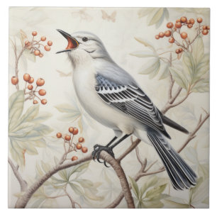 Carreau Chanter Northern Mockingbird, Grey and White