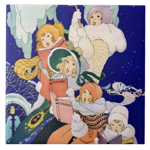Carreau Chanteurs de Noël vintage sous les étoiles