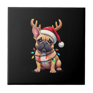 Carreau Chapeau de Santa drôle de chien bouledogue françai