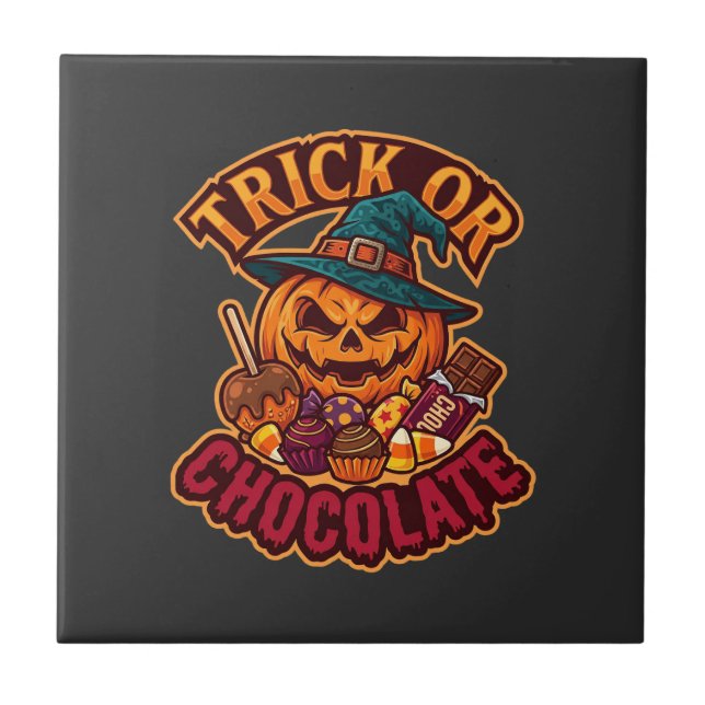 Carreau Chapeau de sorcière de citrouille d'Halloween Tric (Devant)