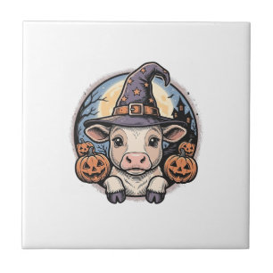 Carreau Chapeau de sorcière de veau Halloween mignon Gravu