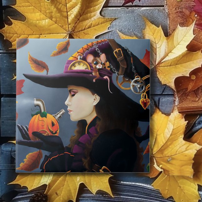 Carreau Chapeau de sorcière Steampunk d'automne Citrouille (Créateur téléchargé)