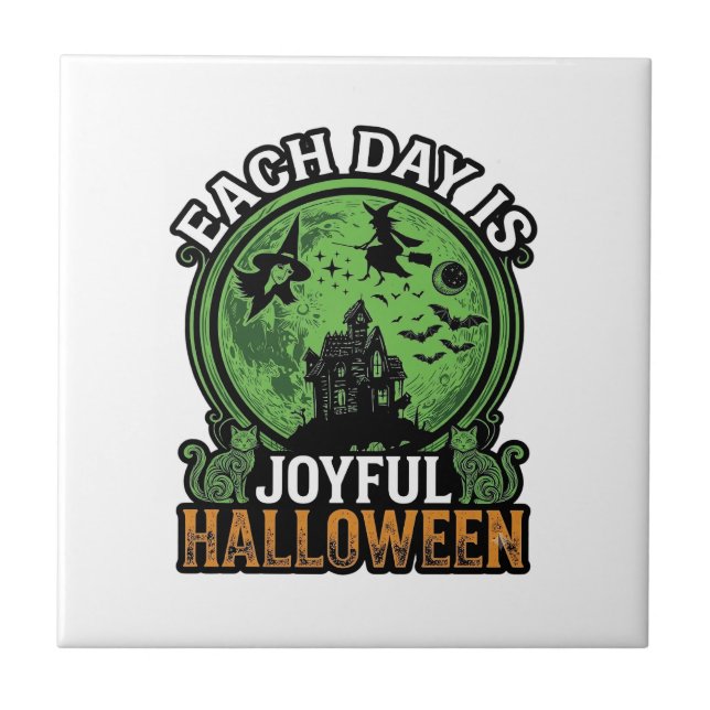 Carreau Chaque jour Maison Hantée Halloween Joyeuse Sorciè (Devant)