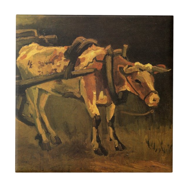Carreau Chariot avec bœuf rouge et blanc de Vincent van Go (Devant)
