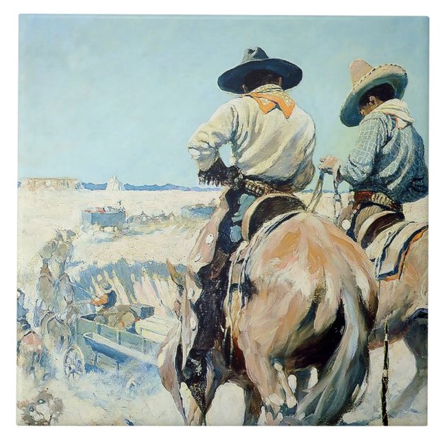 Carreau Chariot de ravitaillement Western Art par NC Wyeth (Devant)