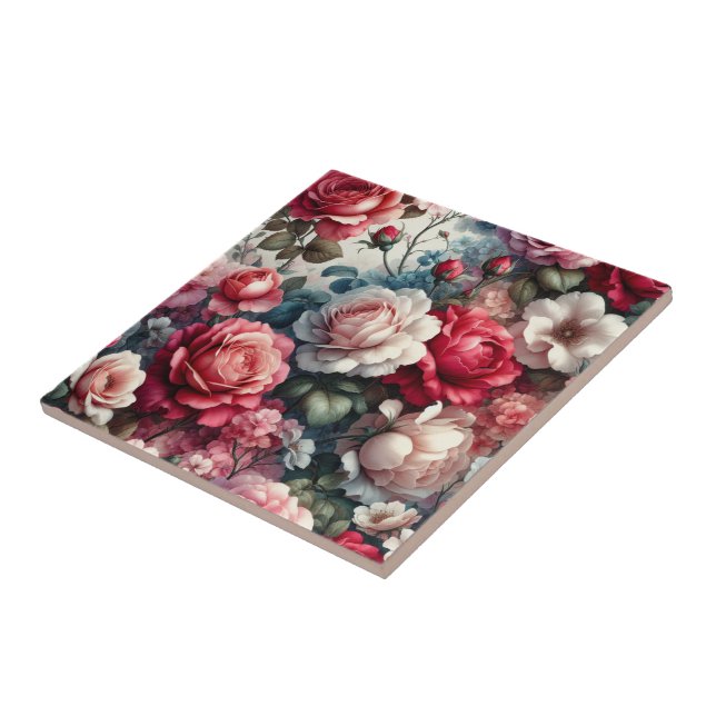 Carreau Charme floral de la rose intemporelle (Côté)