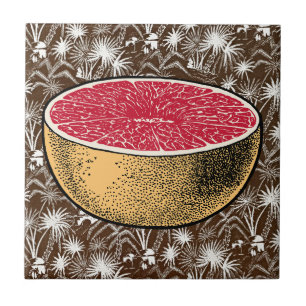 Carreau Charme Tropical Rétro - Grapefruit Art Vintage