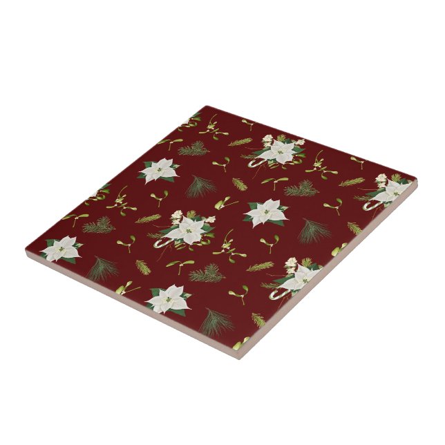 Carreau Charming Floral Pattern on Maroon (Côté)